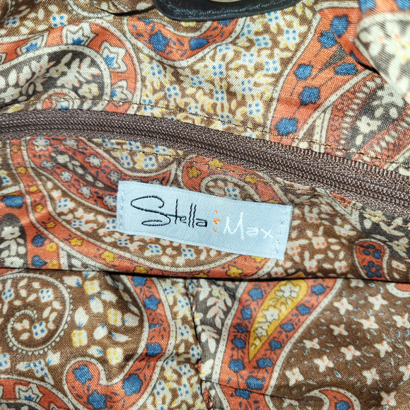 NOS Stella & Max Double Handle Faux Fur Trim Drawstring Bucket Bag Purse Black - Picture 8 of 9